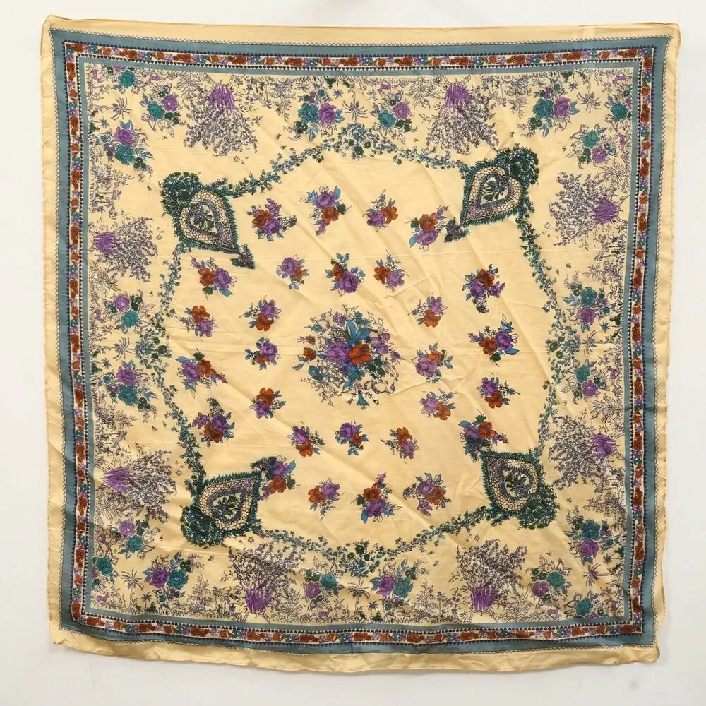 Free People So Silk Printed Bandana Scarf Tube Top Belt Floral Paisley Wrap OS